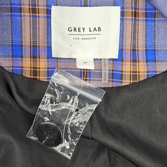 Grey Lab Neon Plaid Blazer Jacket Blue & Orange Women's M Preppy Academia - Picture 8 of 13